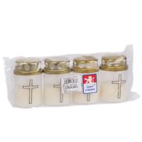 Graveyard light 45g with lid, transparent cup with cross, 4 pcs