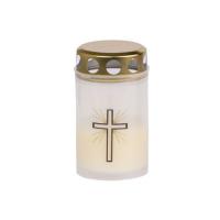Graveyard light 80g with lid, transparent cup with cross