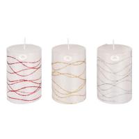 Pillar candle rustic 70x100mm , white, WAVES