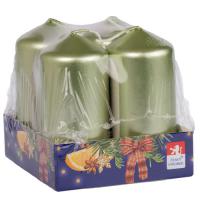 Pillar candle 40x80mm lacquered , 4 pcs in tray