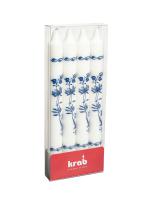 Tafelkerze stearin 22x240mm, weiß mit Blaudruck 4 Stück 