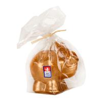 Candle large piggy, golden lacquered in cellophane