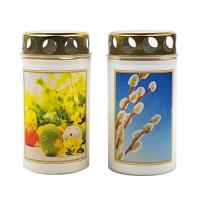 Graveyard light 100g with lid, white cup with Easter picture