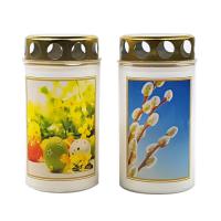 Graveyard light 100g with lid, white cup with Easter picture