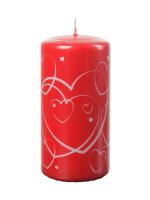 Pillar candle 60x120mm with heart print
