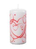 Pillar candle 60x120mm with heart print