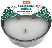 Zahradní svíčka s vůní citronela se třemi dřevěnými knoty v keramické misce 150 mm